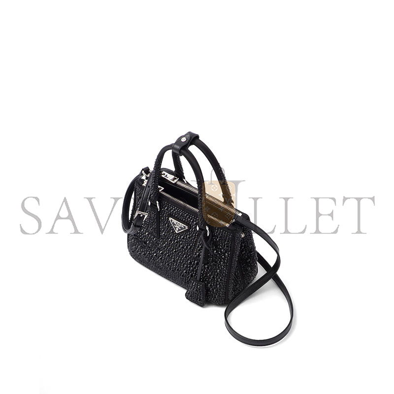 PRADA GALLERIA SATIN MINI-BAG WITH CRYSTALS 1BA906 (20*14.5*9.5cm)